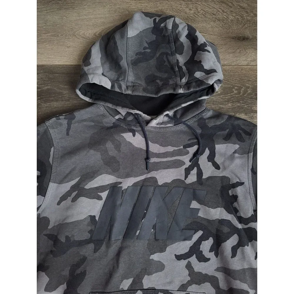 Nike Mens Camouflage Camo Pullover Hoodie Jacket‎ Spellout Gray Size Large